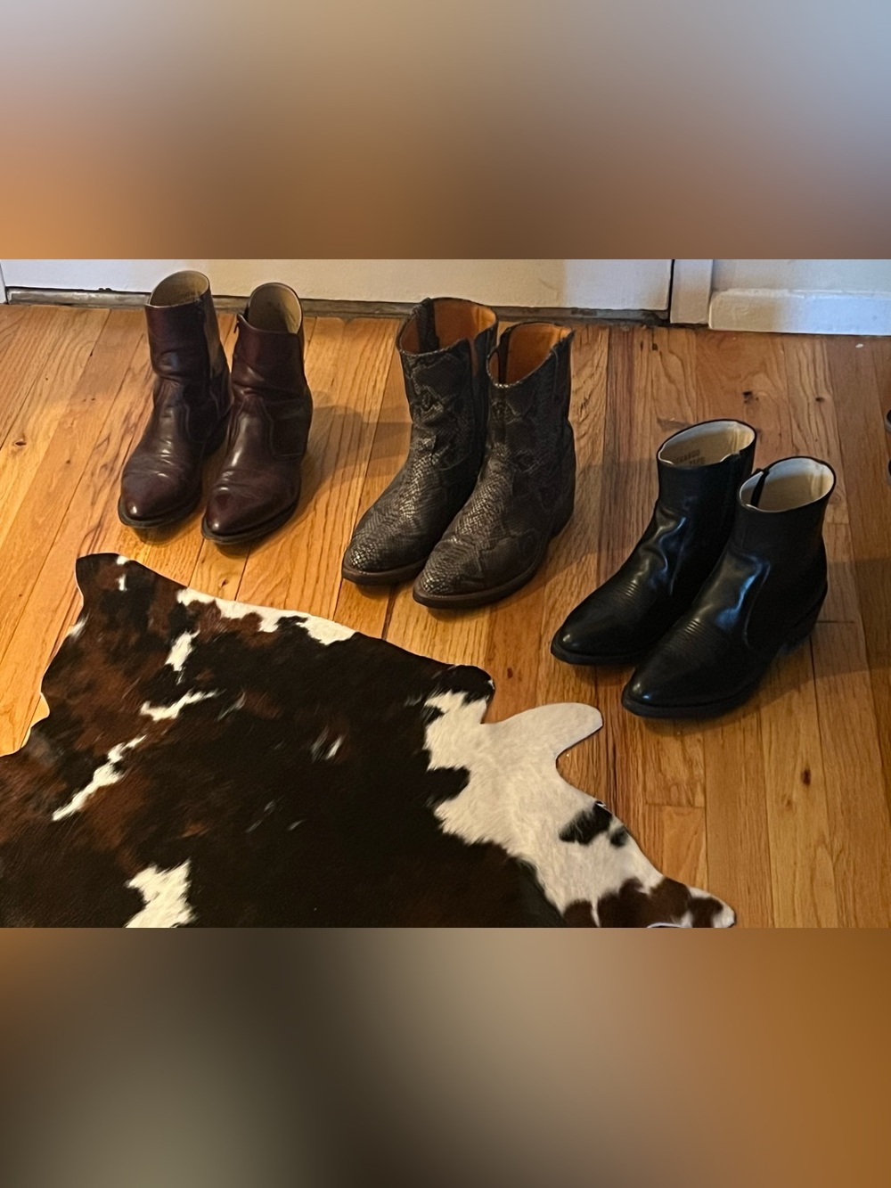Handmade Santa Rosa Brand Men's Boots 7.5 Snake Print Embossed Cowhide bonus LOT